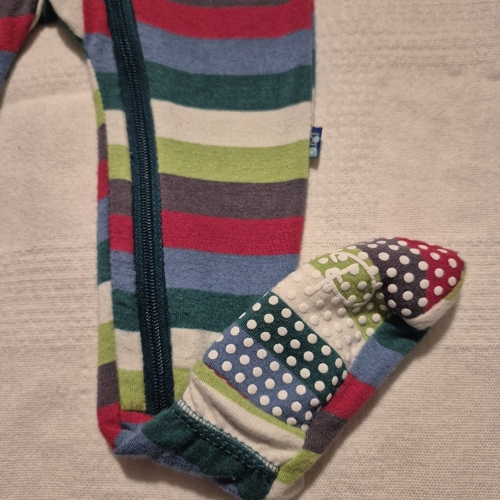 Kickee pants boys 6-9 months striped zipper closure footie VGUC - Picture 4 of 6